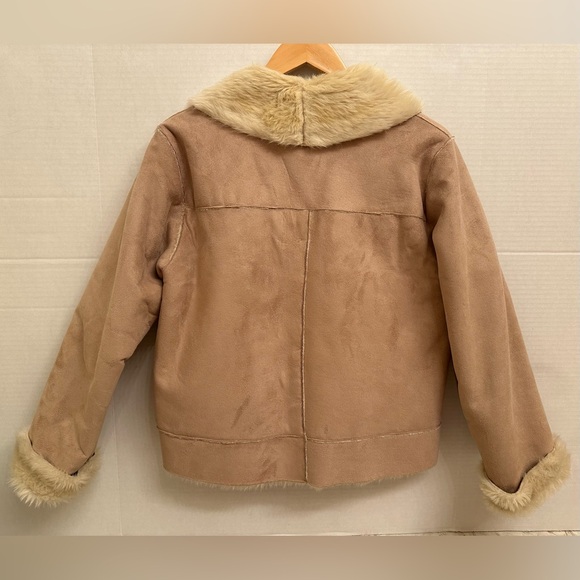 Сoldwater Creek Tan Faux Suede/Fur Coat Size PS - Picture 2 of 7